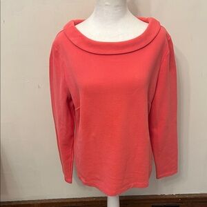 Talbots hot pink long sleeve button back collared blouse Size M EUC